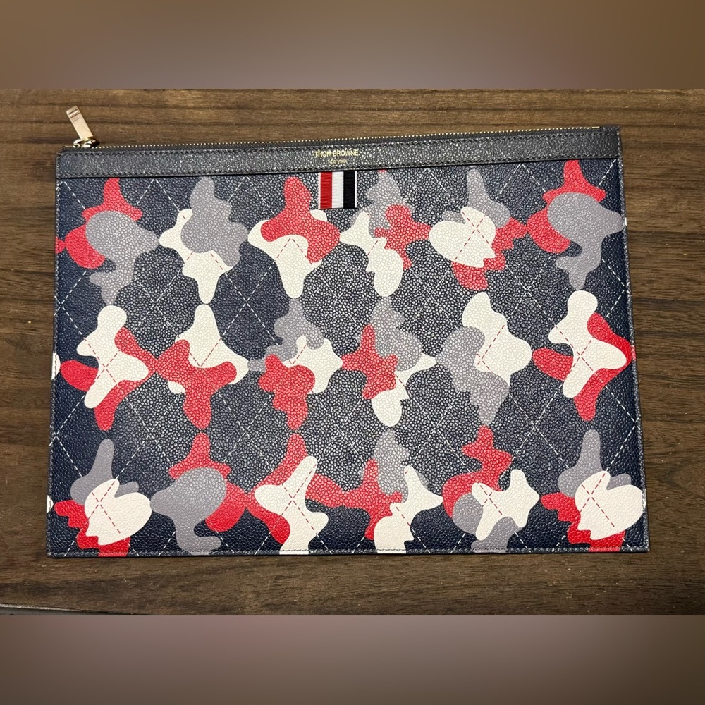 Thom Browne Document Holder in Red, Blue, and White Camo